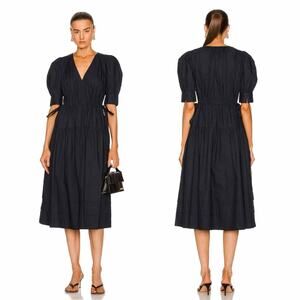 Ulla Johnson Imani Tiered Midi Dress Salute Navy Blue Sz 6 Cottagecore